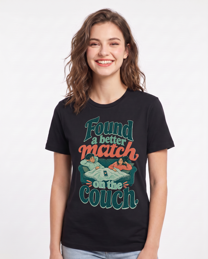 Couples Black T-Shirt for Women – Everyday Expression Graphic Tee product image 3