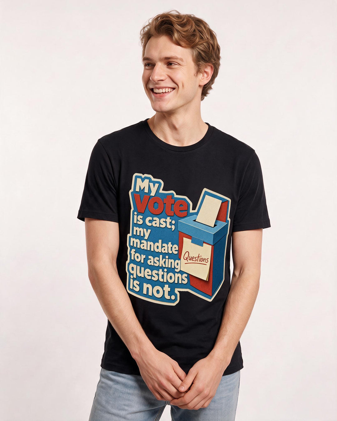 Political Statement Black T-Shirt for Men – Everyday Expression Graphic Tee product image 1