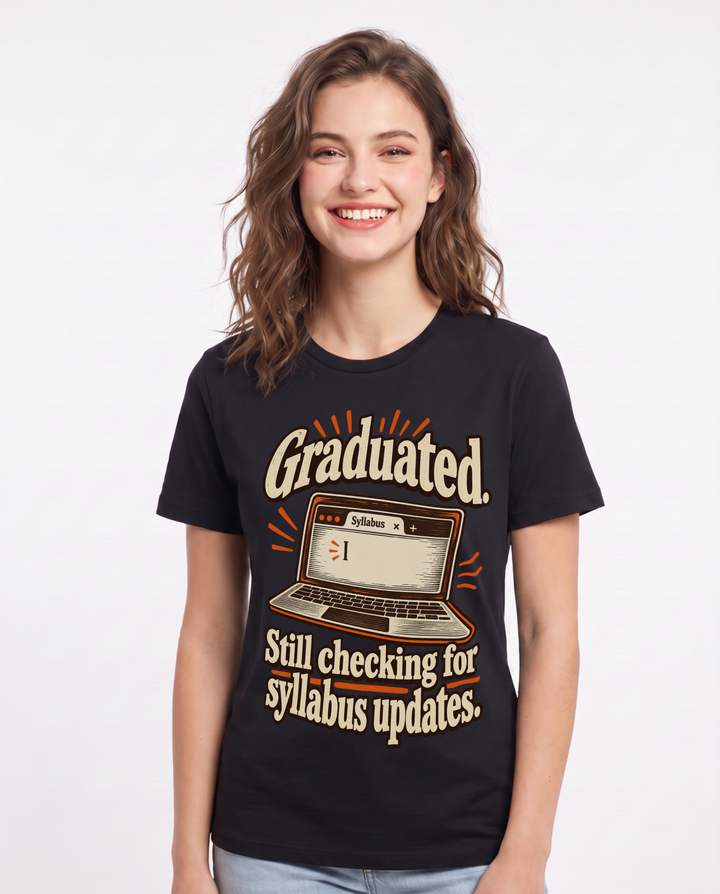 Graduation Black T-Shirt for Women – Everyday Expression Graphic Tee product image 3