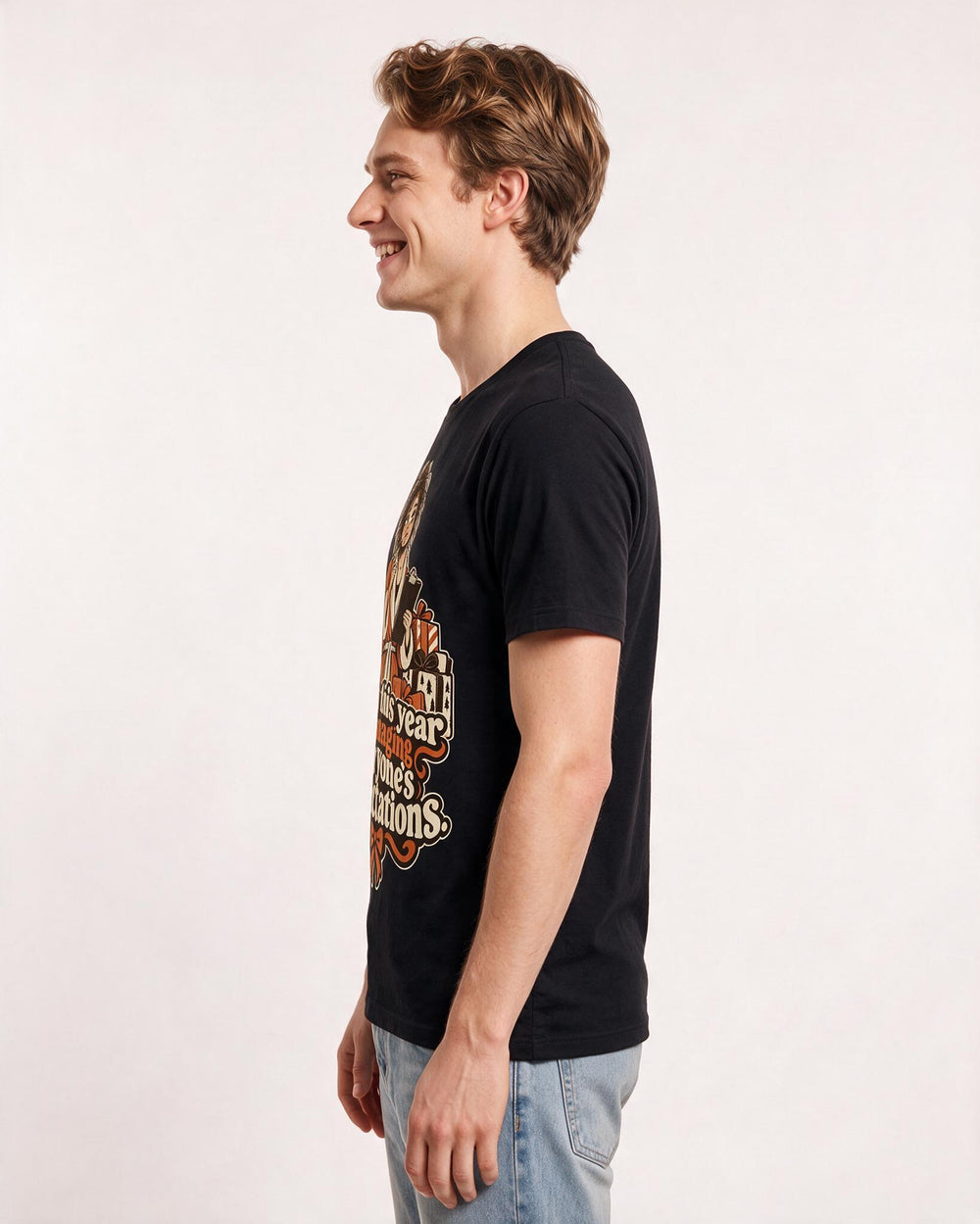 Christmas Black T-Shirt for Men – Holiday Theme Graphic Tee product image 2