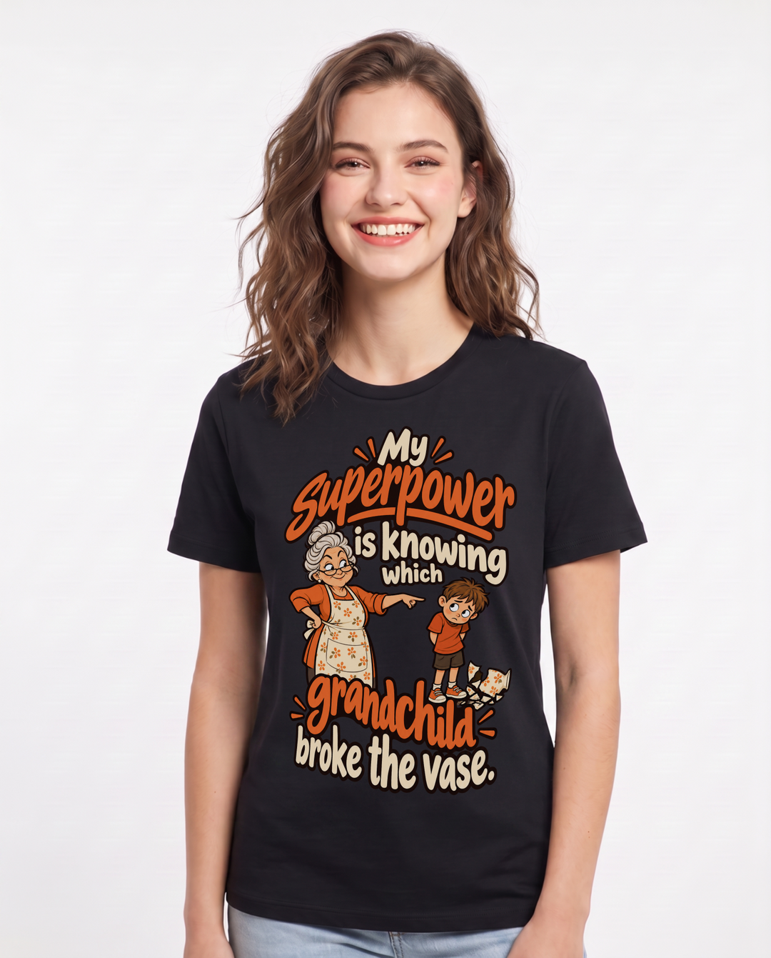 Grandparent Black T-Shirt for Women – Everyday Expression Graphic Tee product image 3
