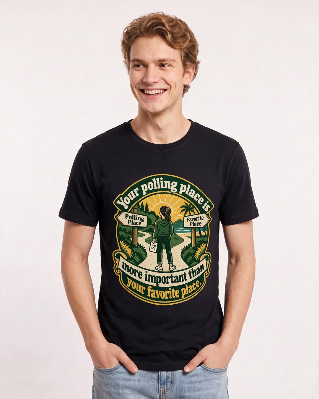 Political Statement Black T-Shirt for Men – Everyday Expression Graphic Tee product image 1