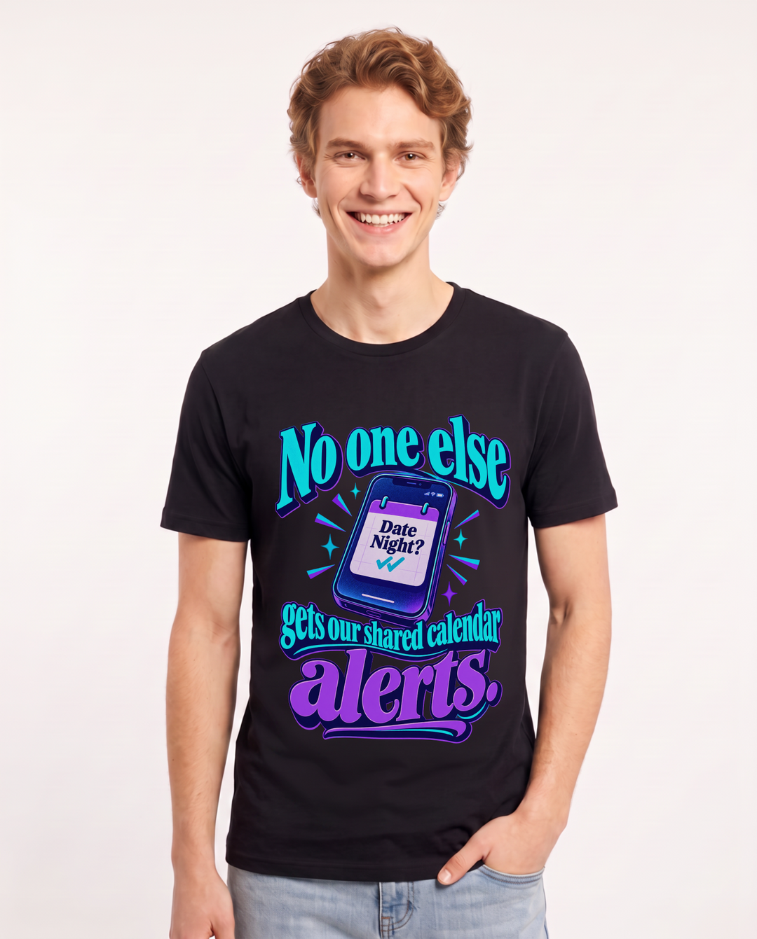 Couples Black T-Shirt for Men – Everyday Expression Graphic Tee product image 3