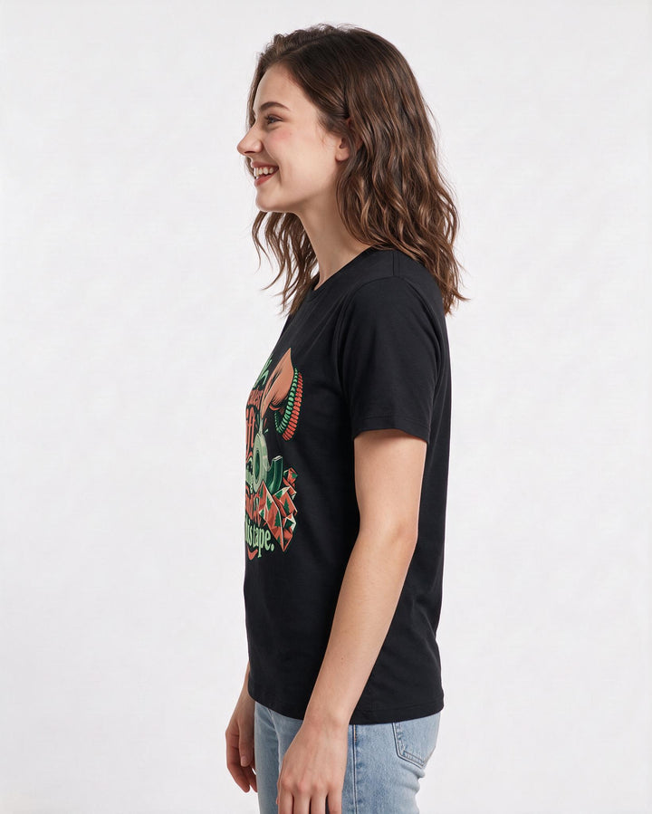 Christmas Black T-Shirt for Women – Holiday Theme Graphic Tee product image 2