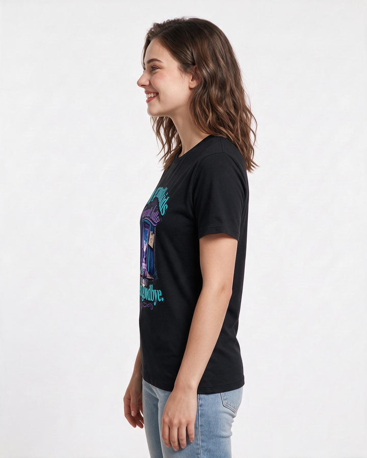 Mom Women's Black T-Shirt – My grandkids are my favorite hello and my hardest goodbye product image 2