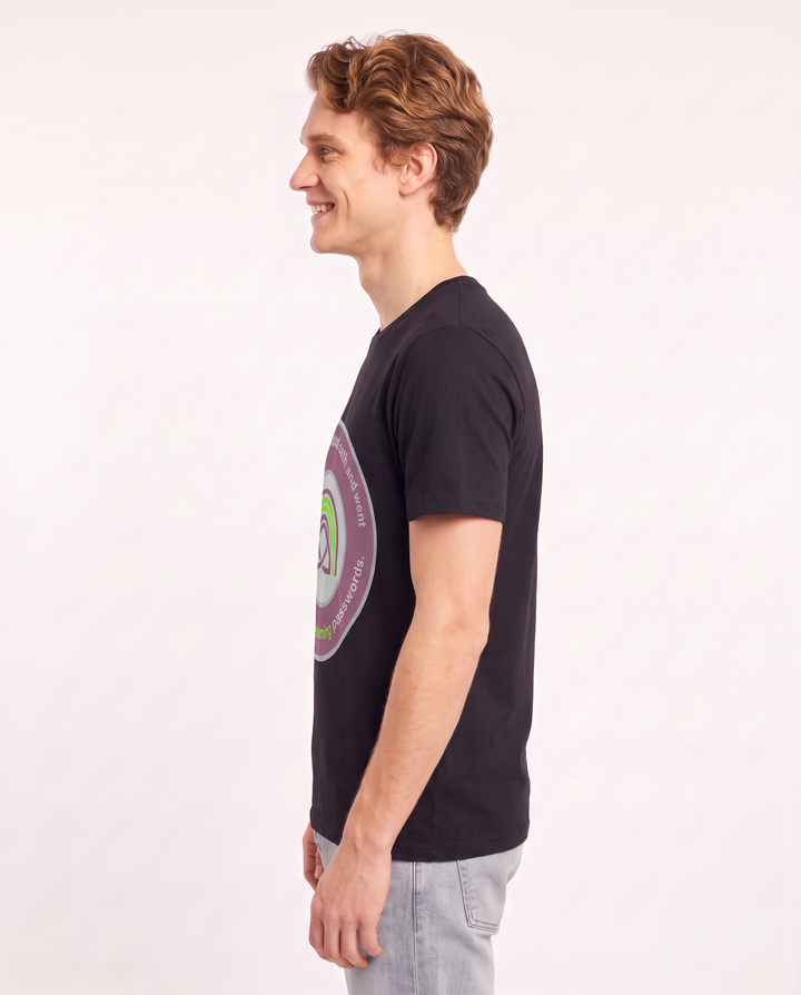 We skipped the blood oath and went straight to sharing streaming passwords. Men's Black T-Shirt product image 3