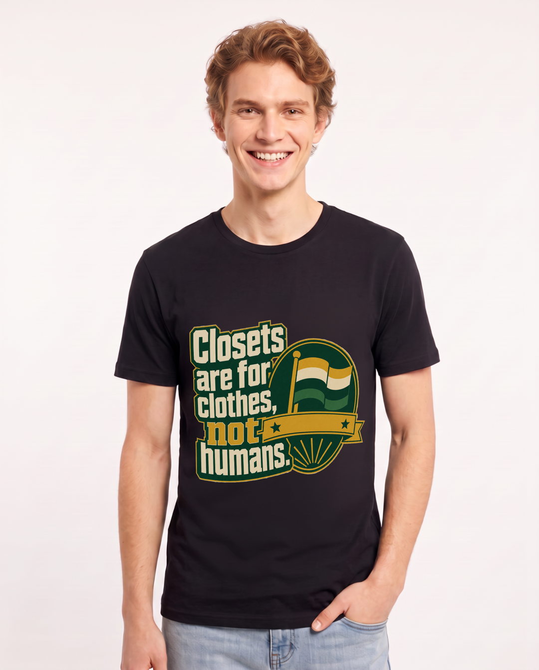 Graphic Men's Black T-Shirt - Closets are for clothes, not humans. product image 1