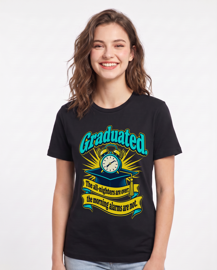 Graduation Black T-Shirt for Women – Everyday Expression Graphic Tee product image 3