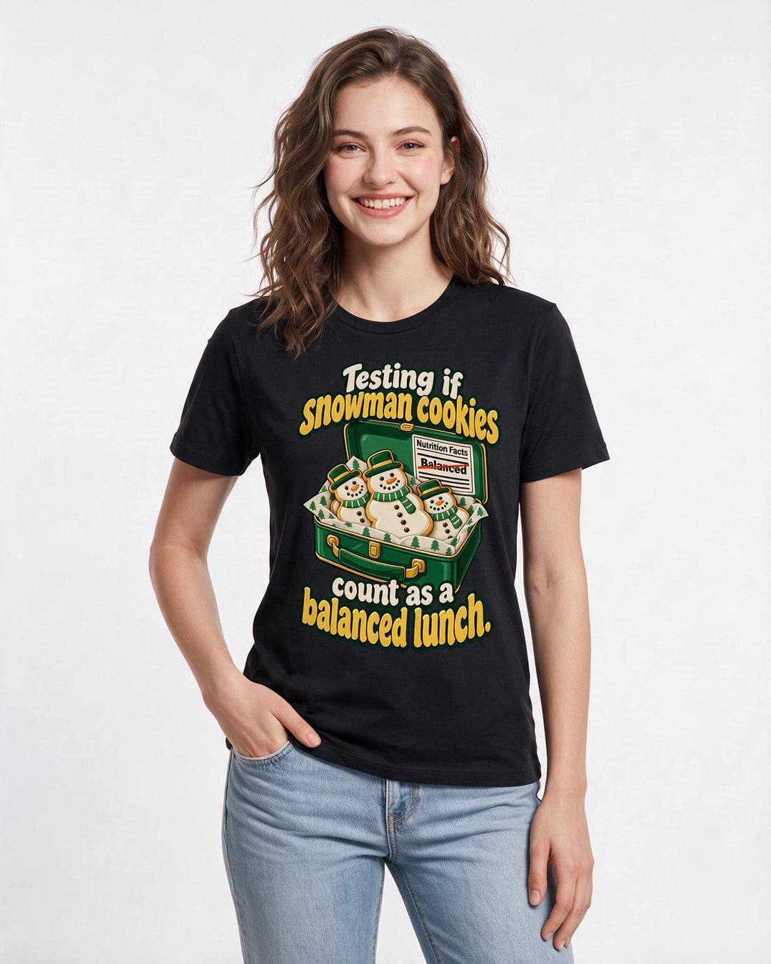 Christmas Black T-Shirt for Women – Holiday Theme Graphic Tee product image 1