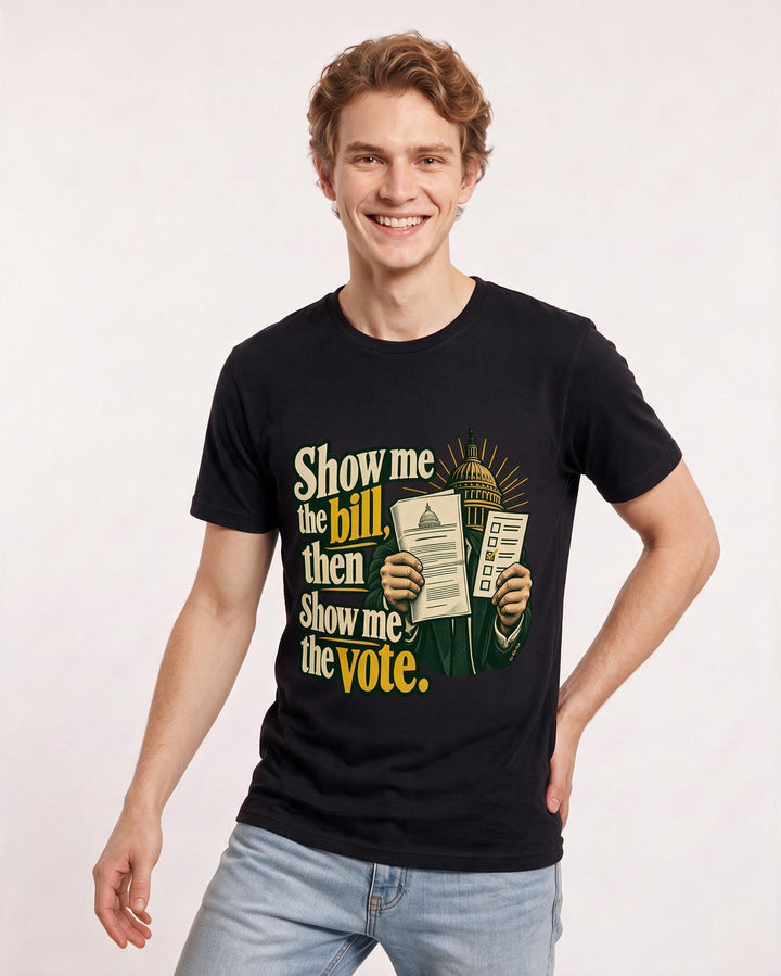 Political Statement Black T-Shirt for Men – Everyday Expression Graphic Tee product image 1