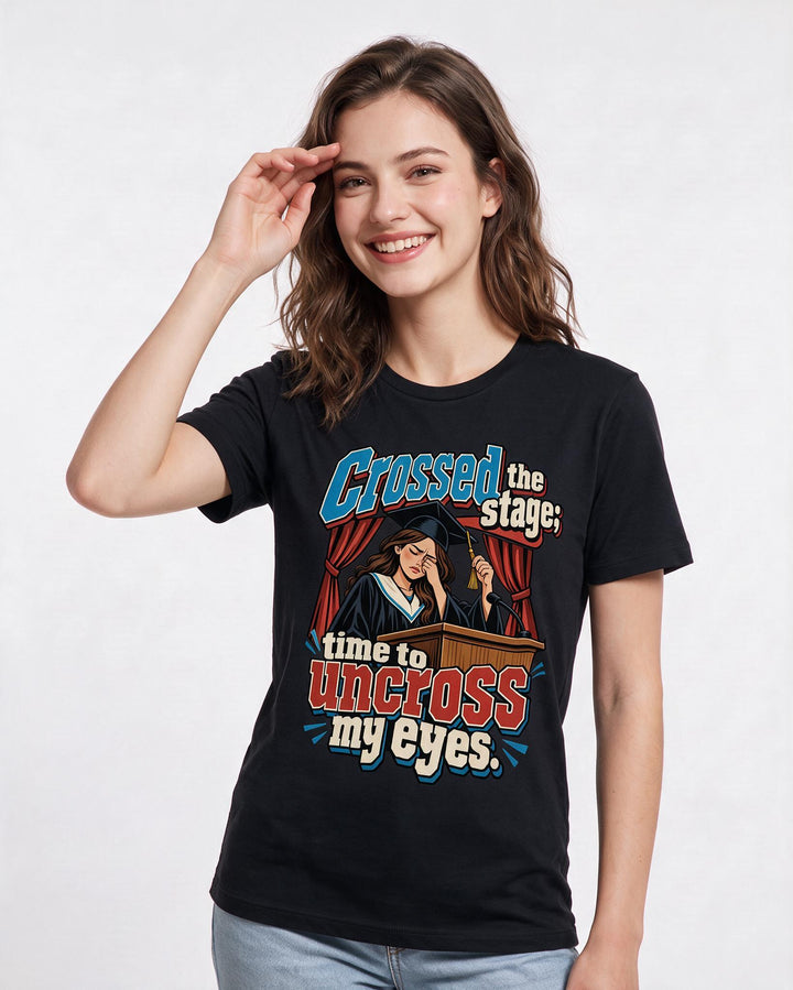Graduation Black T-Shirt for Women – Everyday Expression Graphic Tee product image 1