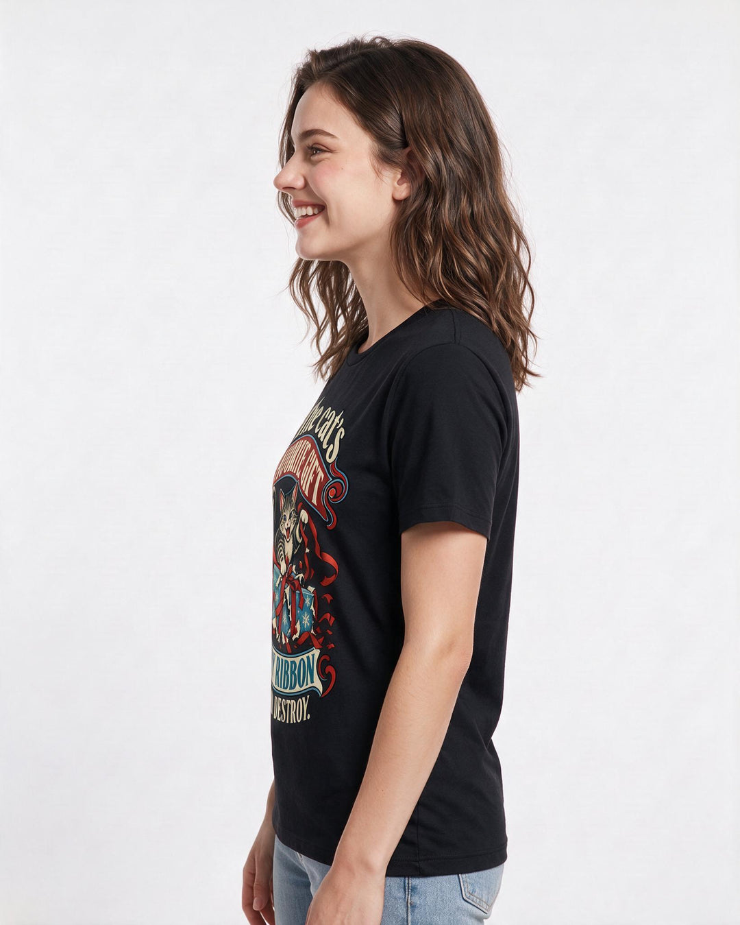 Christmas Black T-Shirt for Women – Holiday Theme Graphic Tee product image 2