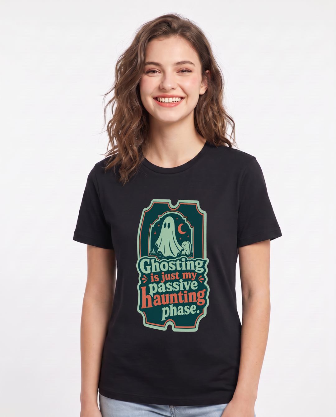 Halloween Women's Black T-Shirt - Ghosting is just my passive haunting product image 1