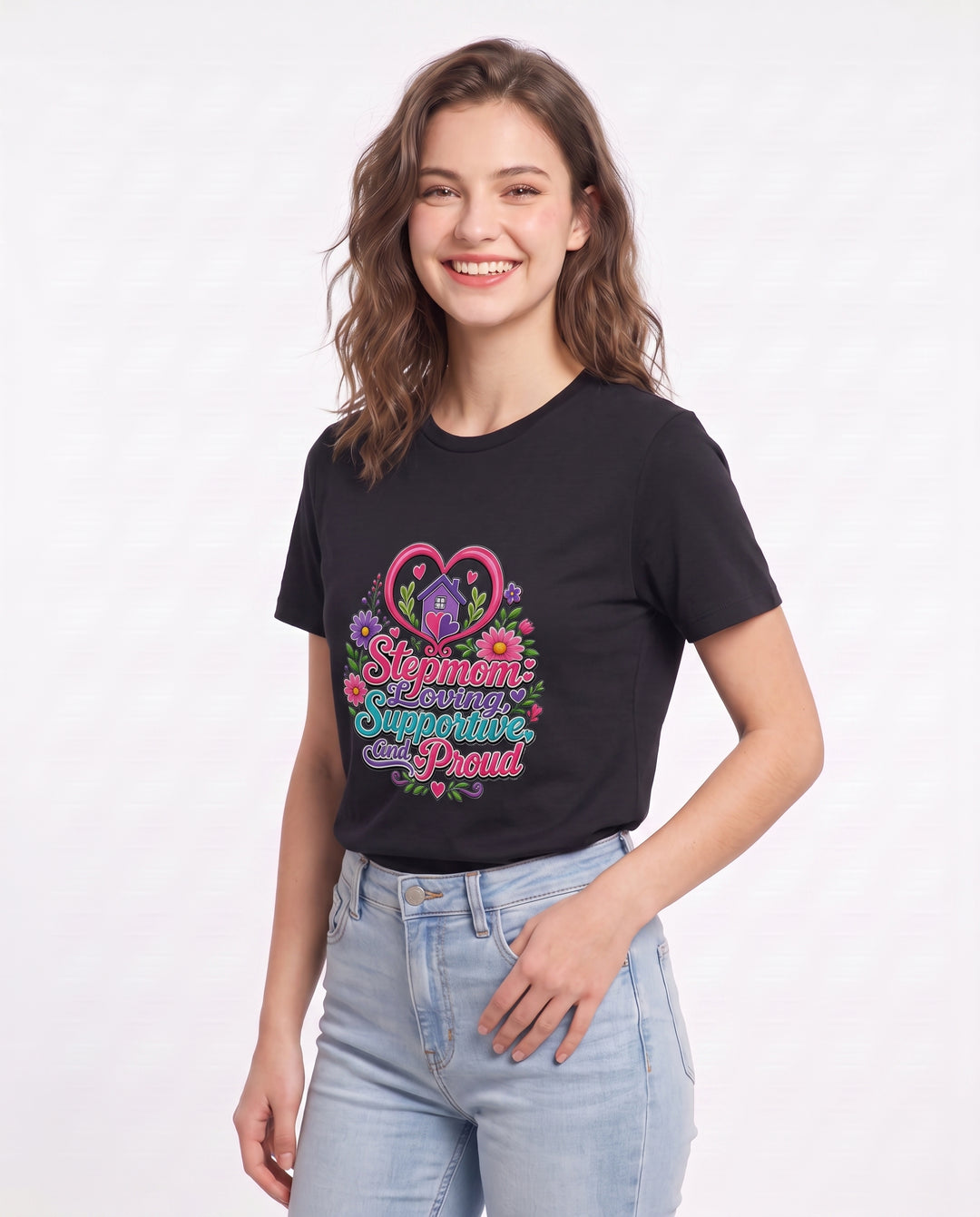 Stepmom: Loving, Supportive, and Proud Women's Black T-Shirt product image 3