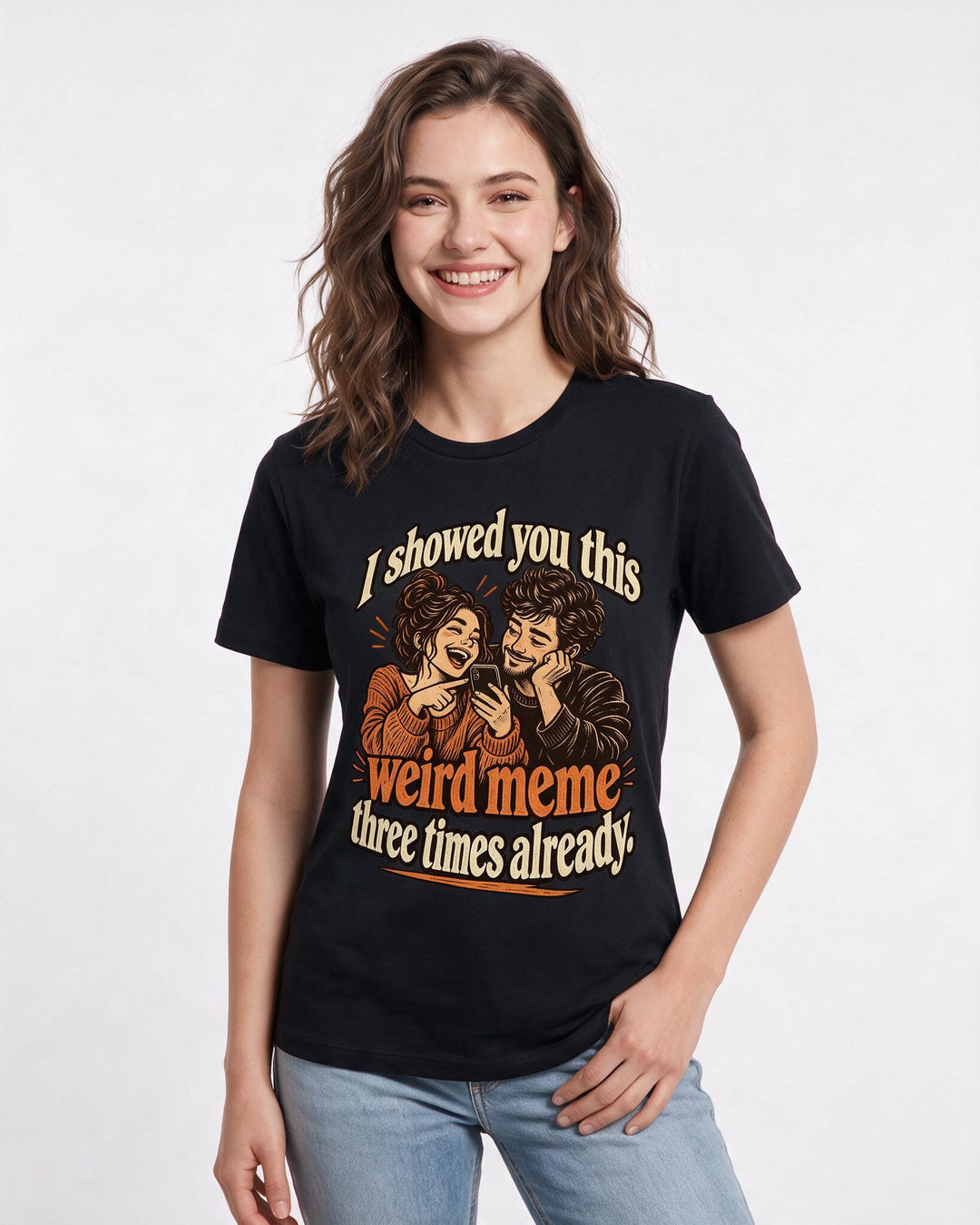 Couples Black T-Shirt for Women – Everyday Expression Graphic Tee product image 1