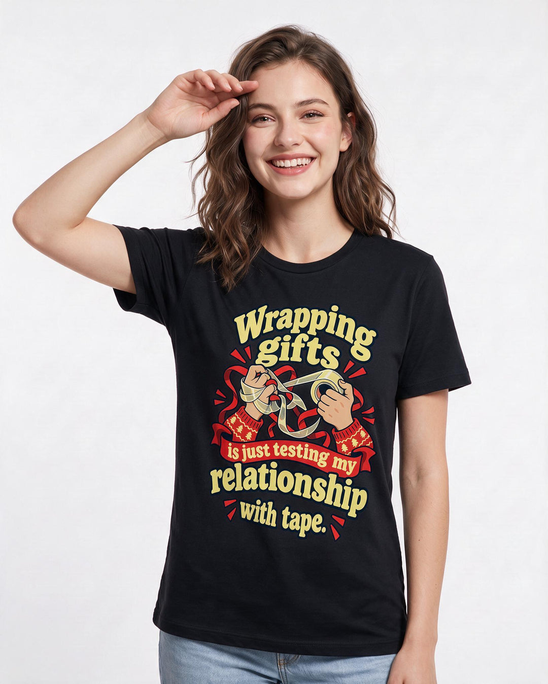 Christmas Black T-Shirt for Women – Holiday Theme Graphic Tee product image 1