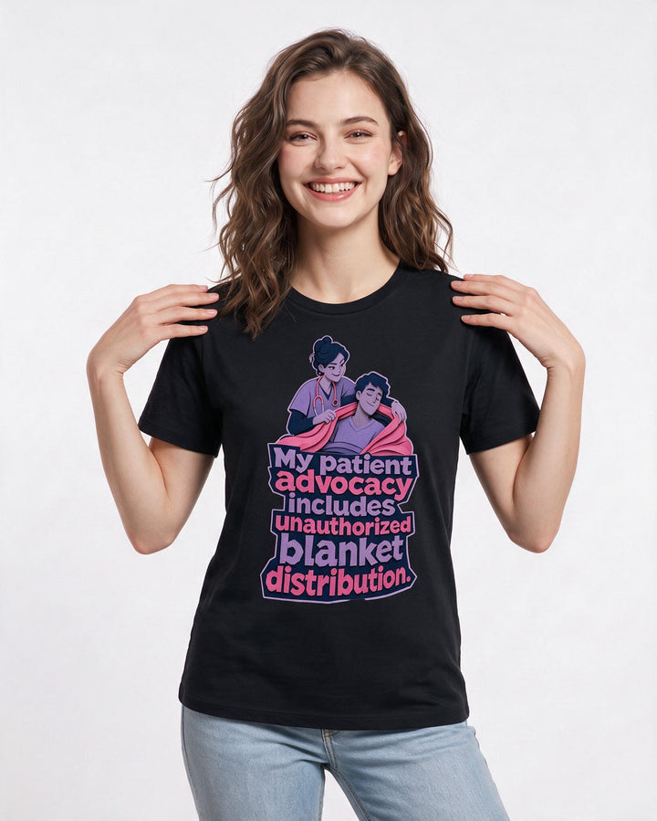 Nurse Women's Black T-Shirt – My patient advocacy includes product image 3
