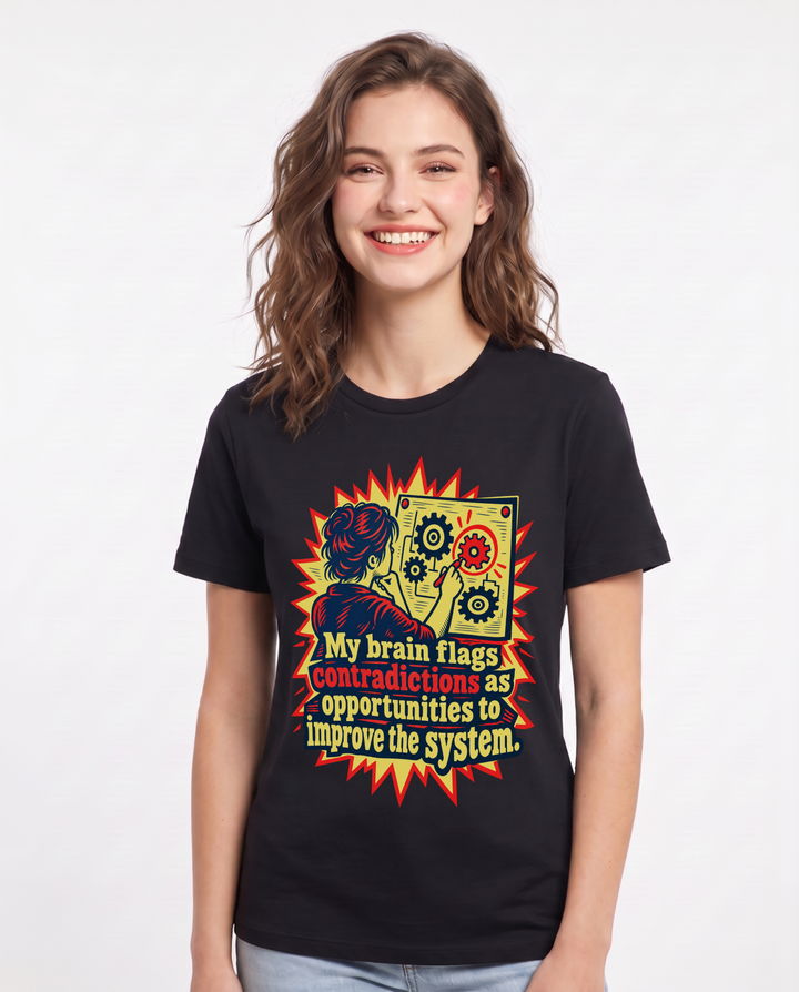 Neurodiversity Black T-Shirt for Women – Everyday Expression Graphic Tee product image 3