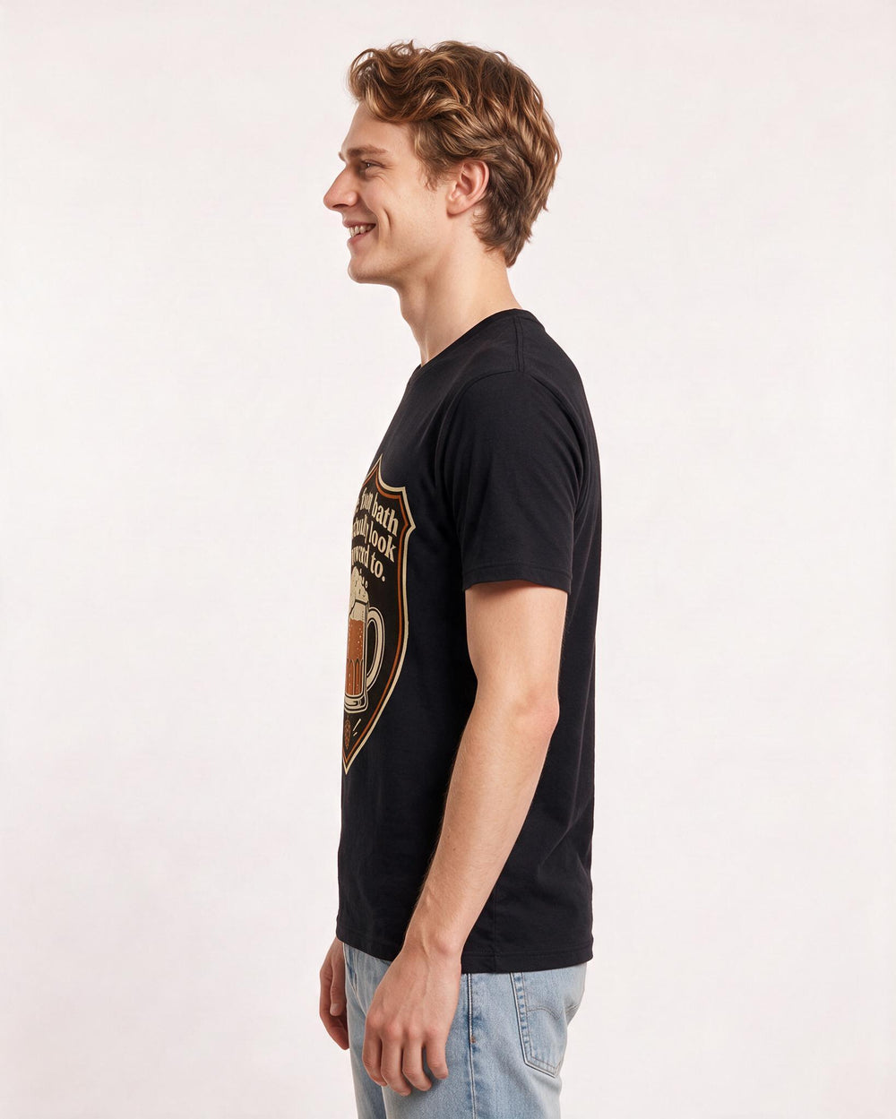 Funny Beer Men's Black T-Shirt - One foam bath I actually look forward product image 2