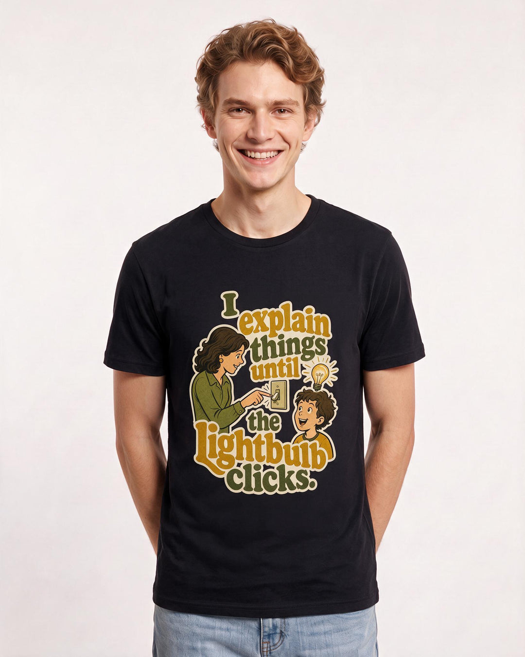 Teacher Black T-Shirt for Men – Everyday Expression Graphic Tee product image 3