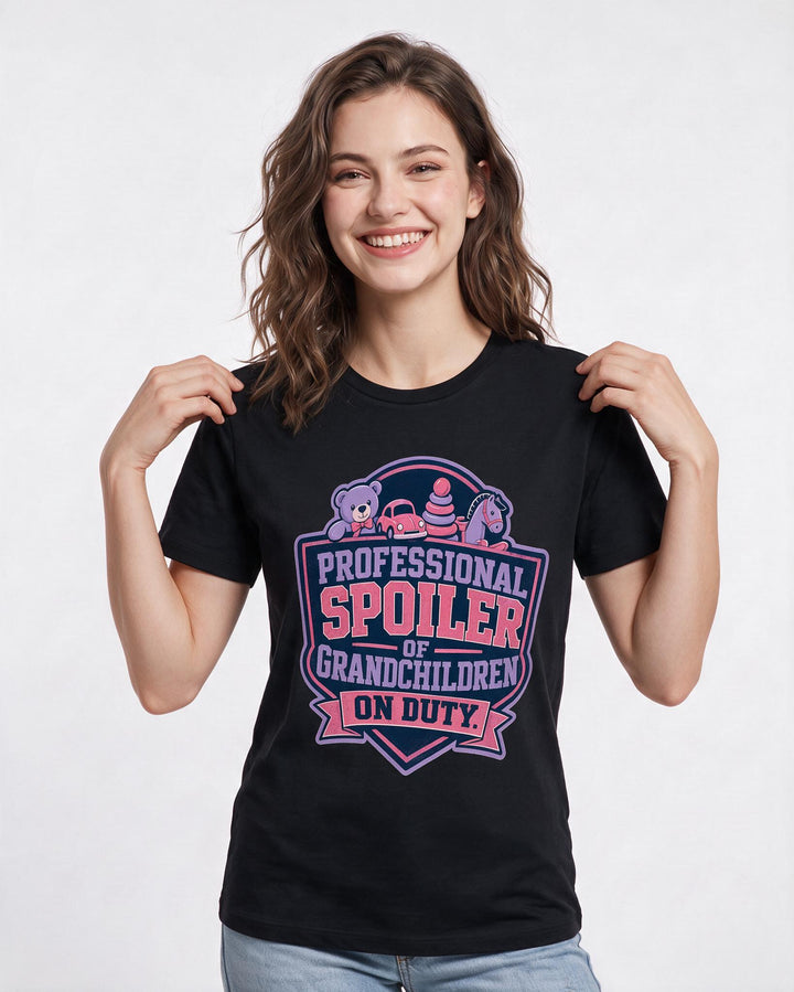 Grandparent Women's Black T-Shirt – Professional spoiler of grandchildren on duty. product image 3