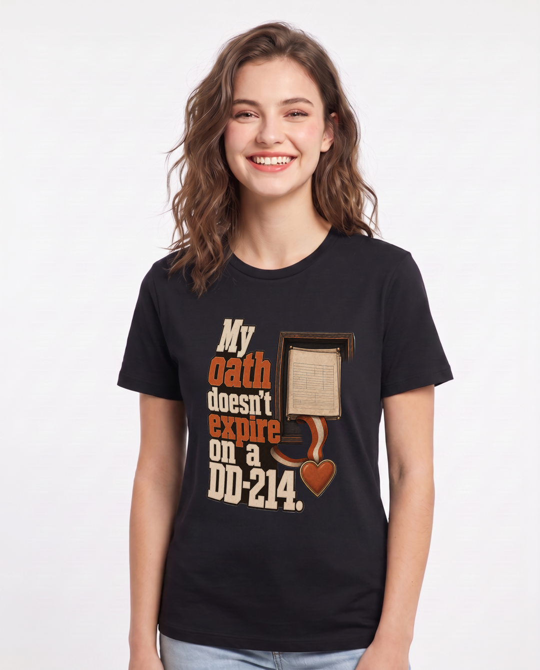 Veteran Women's Black T-Shirt – My oath doesn't expire on a DD-214. product image 1