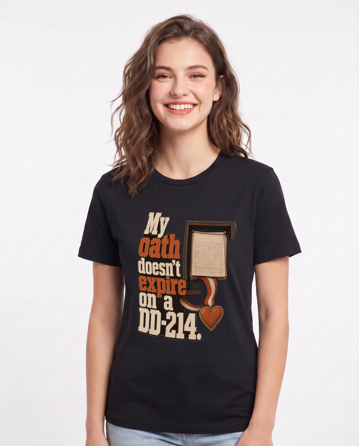 Veteran Women's Black T-Shirt – My oath doesn't expire on a DD-214. product image 1