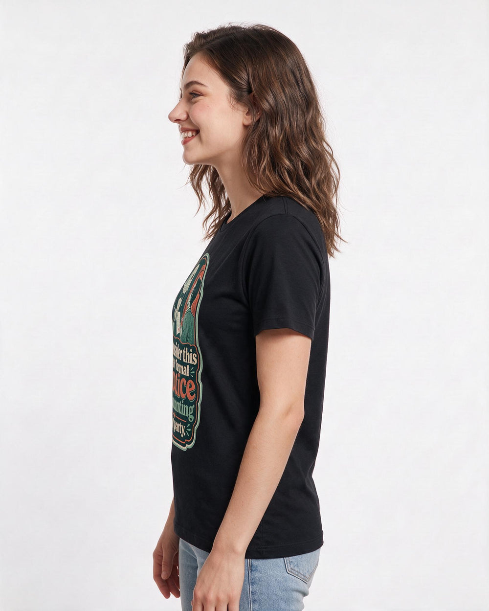 Halloween Women's Black T-Shirt – Consider this my formal notice of haunting your party. product image 2