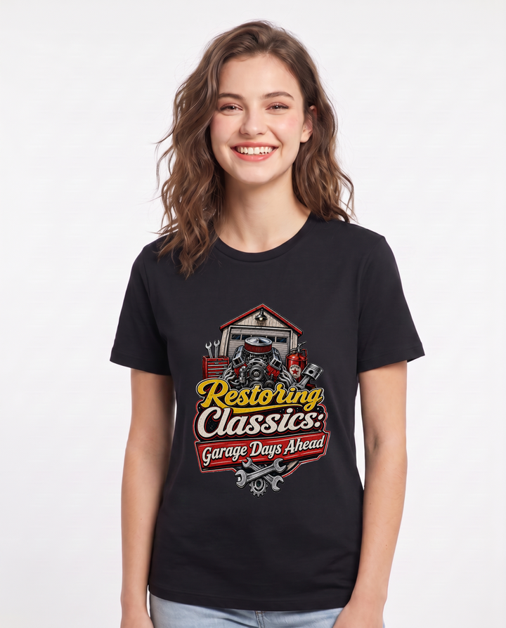Restoring Classics: Garage Days Ahead Women's Black T-Shirt product image 2