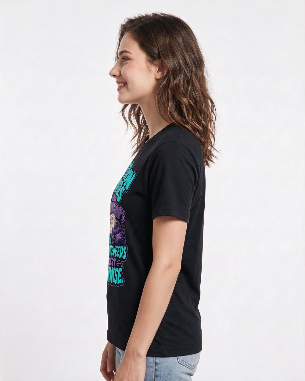 Cat Lover Black T-Shirt for Women – Everyday Expression Graphic Tee product image 2