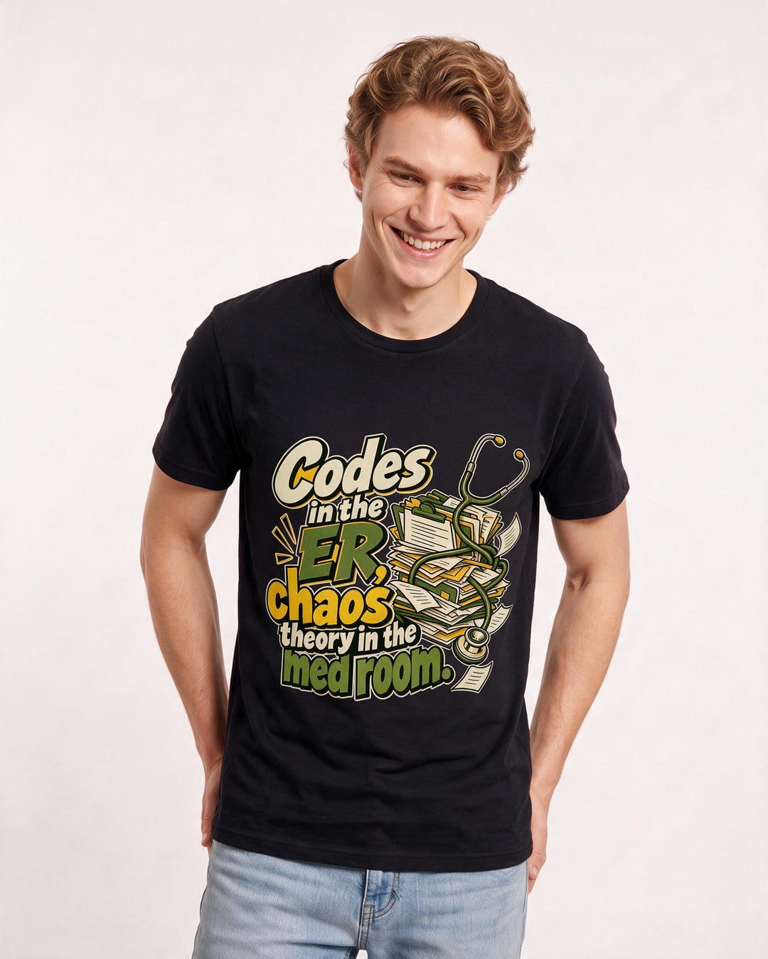 Nurse Black T-Shirt for Men – Nursing Life Graphic Tee product image 1