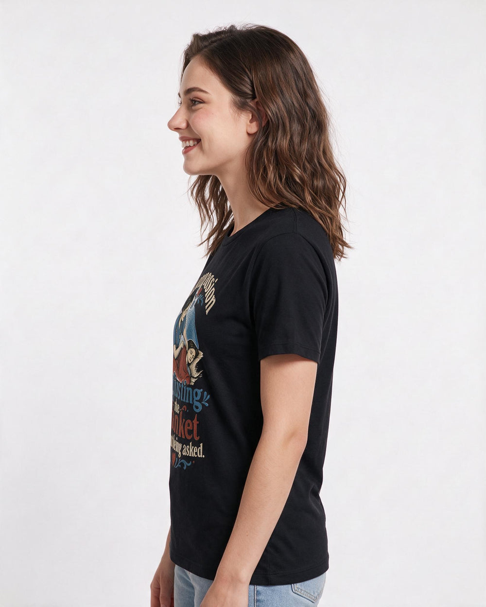 Nurse Women's Black T-Shirt – Compassion is adjusting the blanket without being asked. product image 2