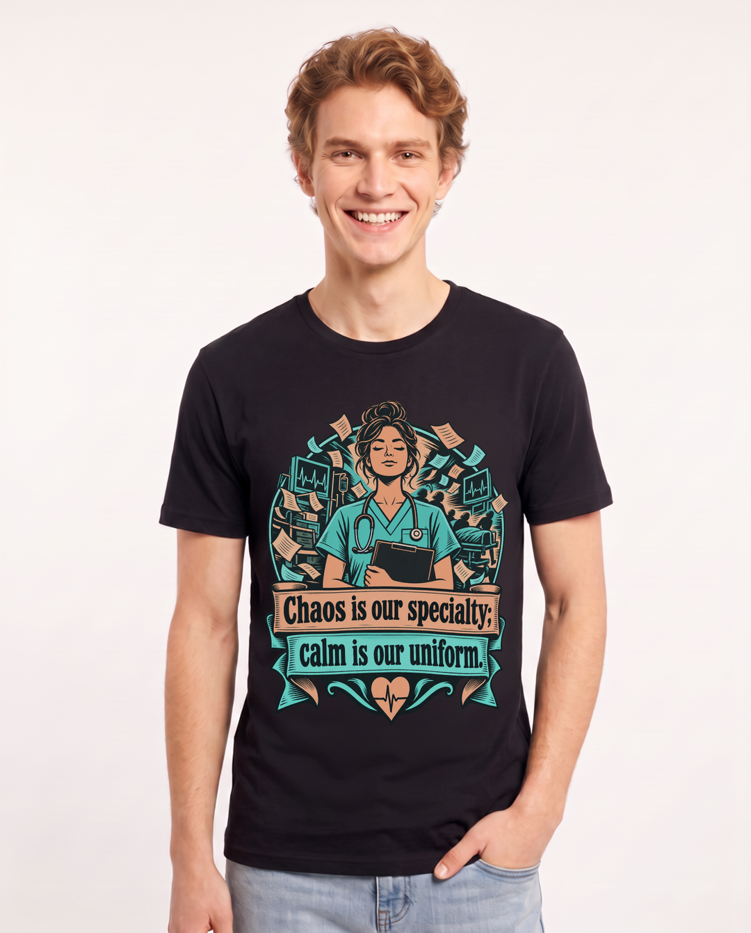 Nurse Black T-Shirt for Men – Nursing Life Graphic Tee product image 3