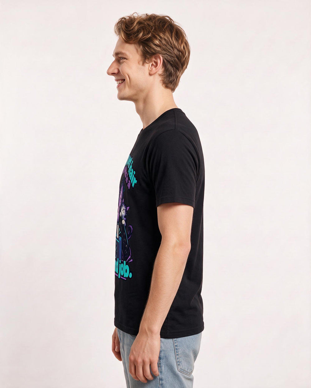 Cat Lover Black T-Shirt for Men – Everyday Expression Graphic Tee product image 2