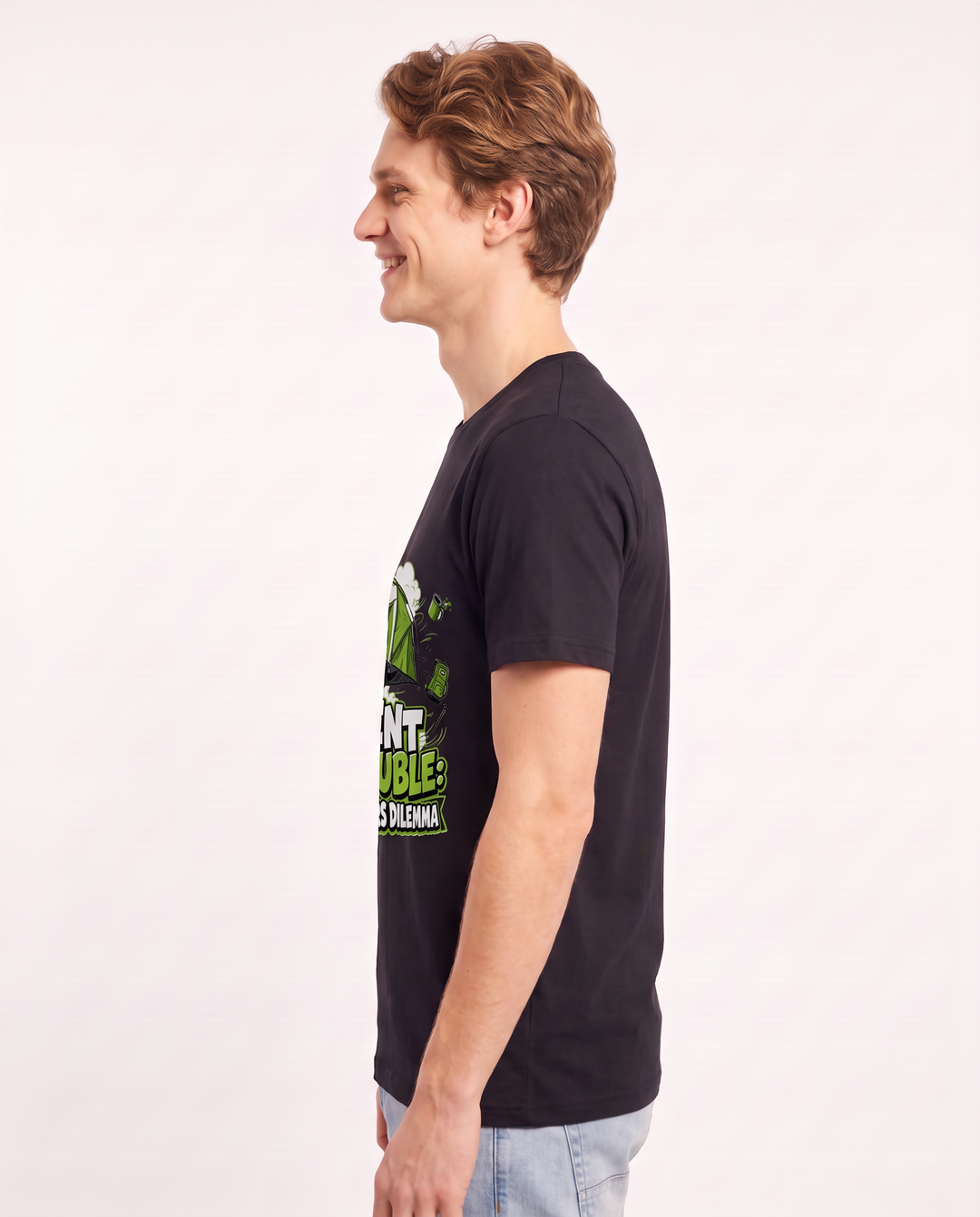 Tent Trouble: Campers Dilemma Men's Black T-Shirt product image 3