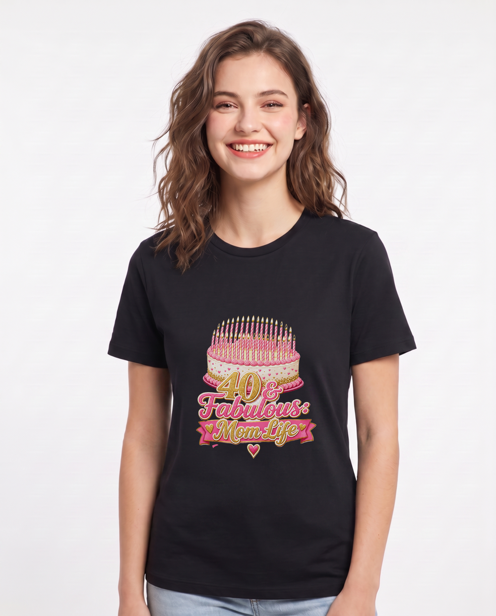 40 & Fabulous: Mom Life Women's Black T-Shirt product image 2
