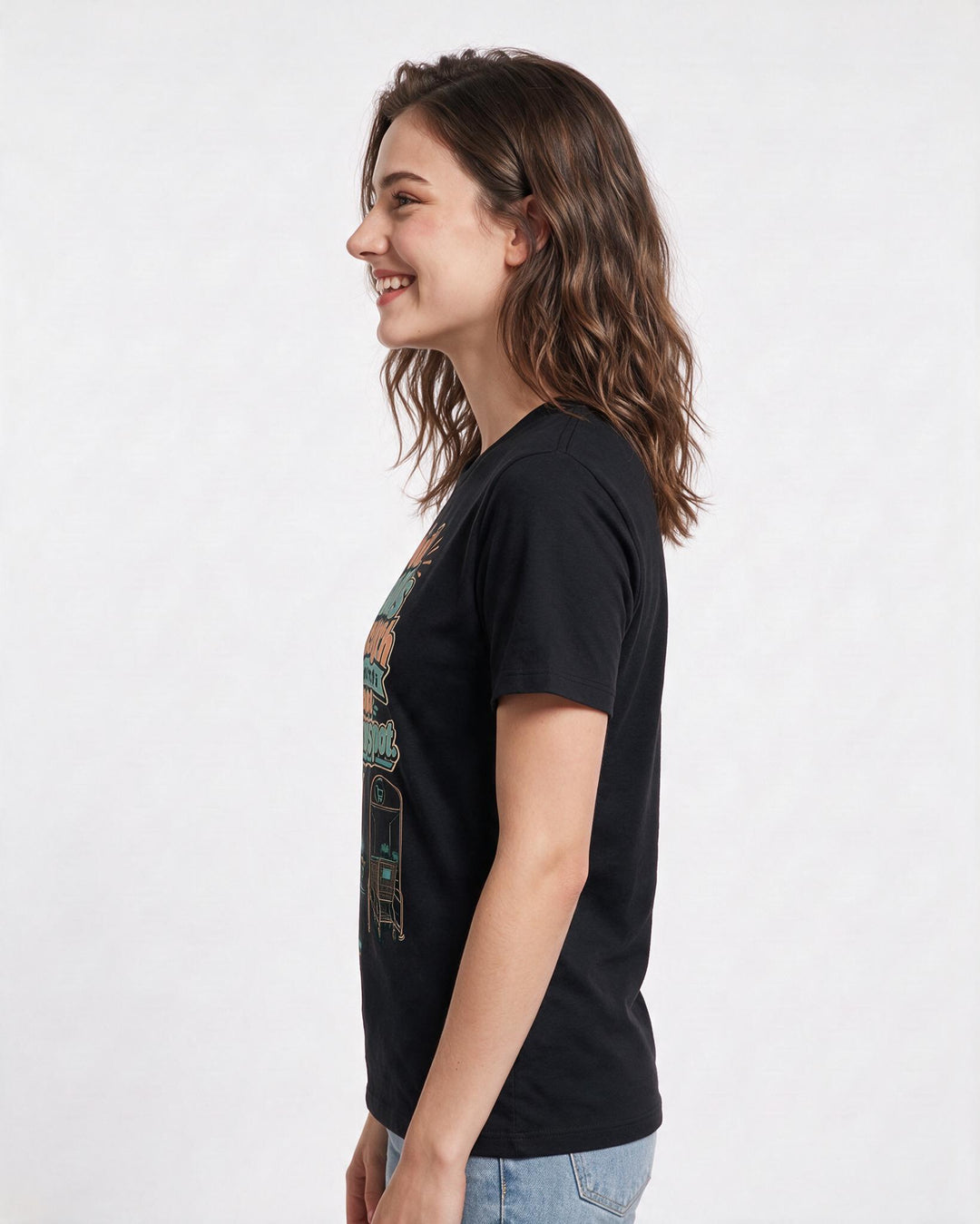 Christian Faith Women's Black T-Shirt – God sends strength in the form of a good parking spot. product image 2