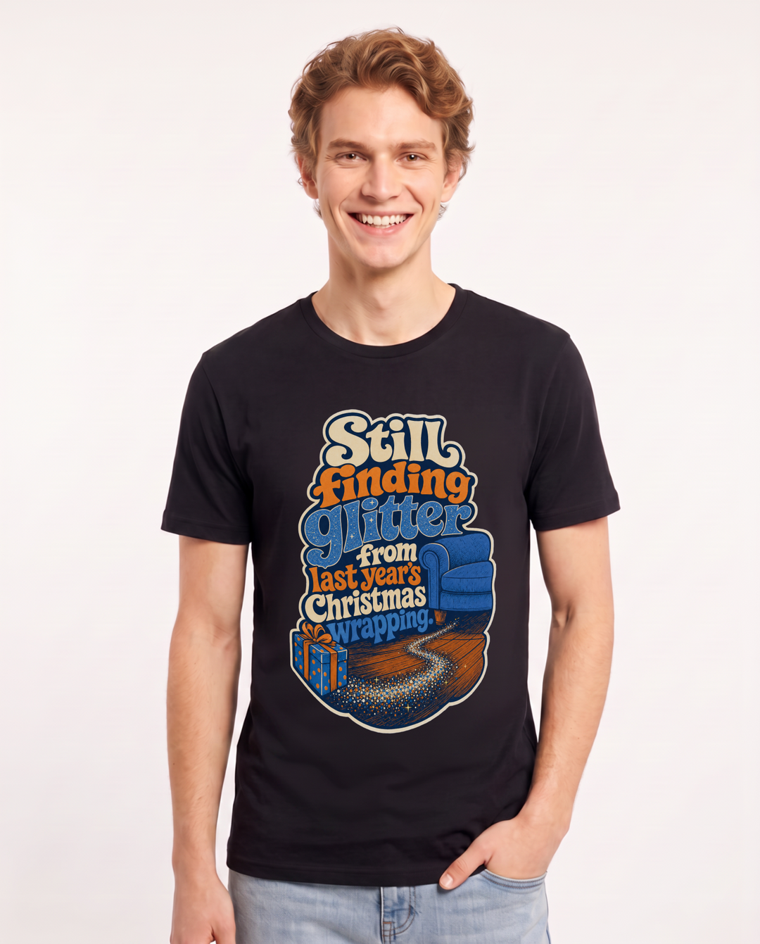 Christmas Black T-Shirt for Men – Holiday Theme Graphic Tee product image 1