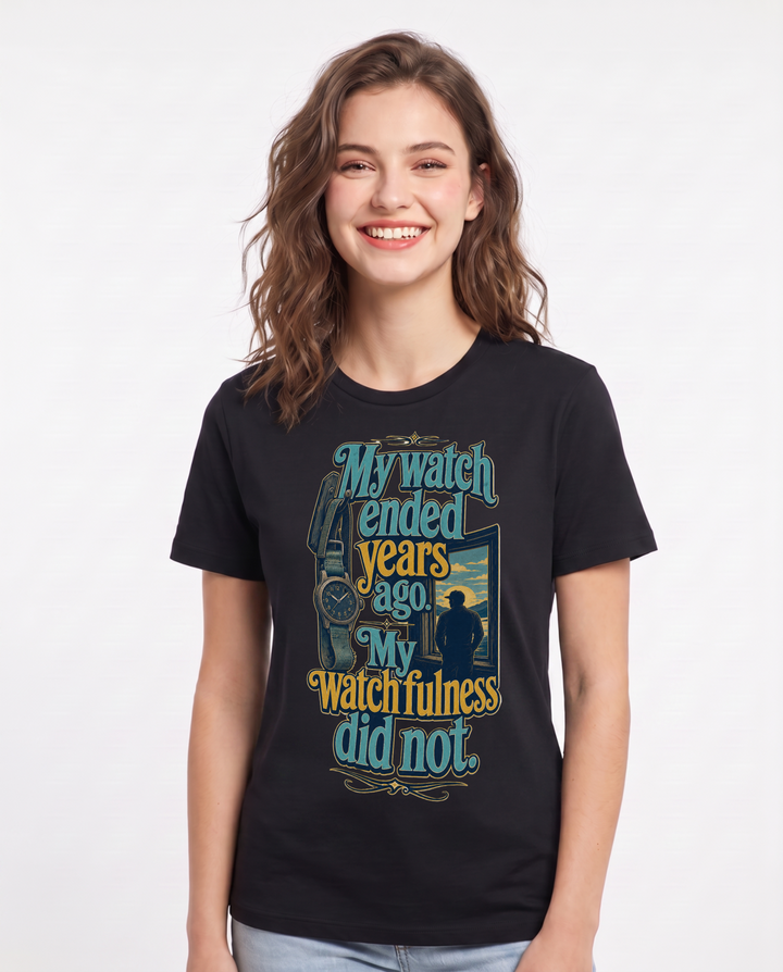 Veteran Women's Black T-Shirt – My watch ended years ago. My product image 1