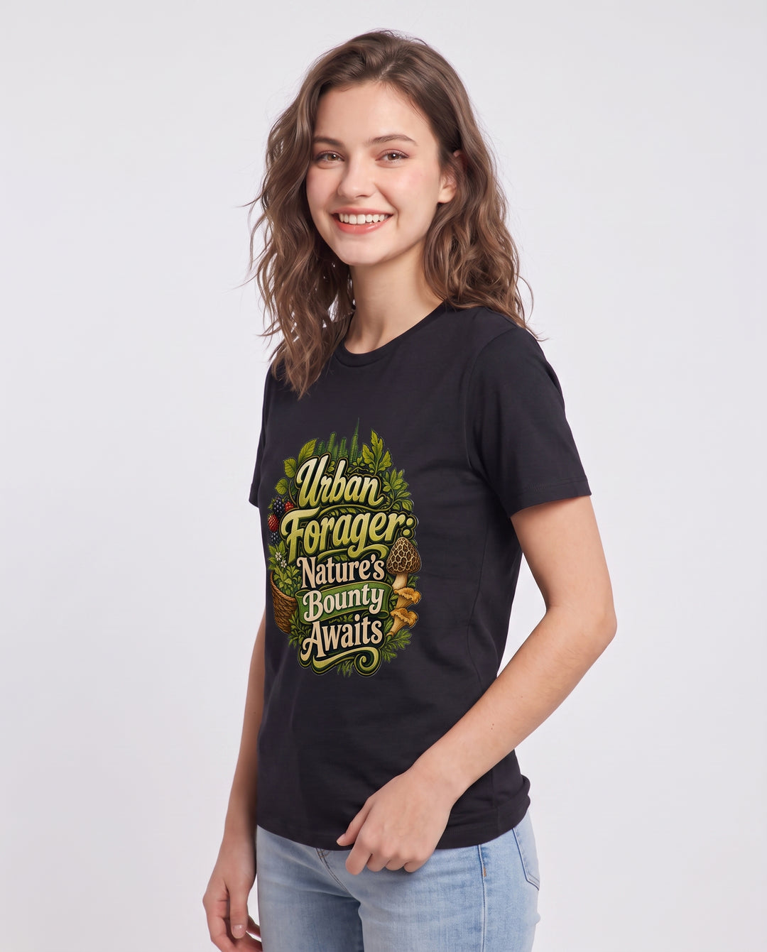 Urban Forager: Nature's Bounty Awaits Women's Black T-Shirt product image 3