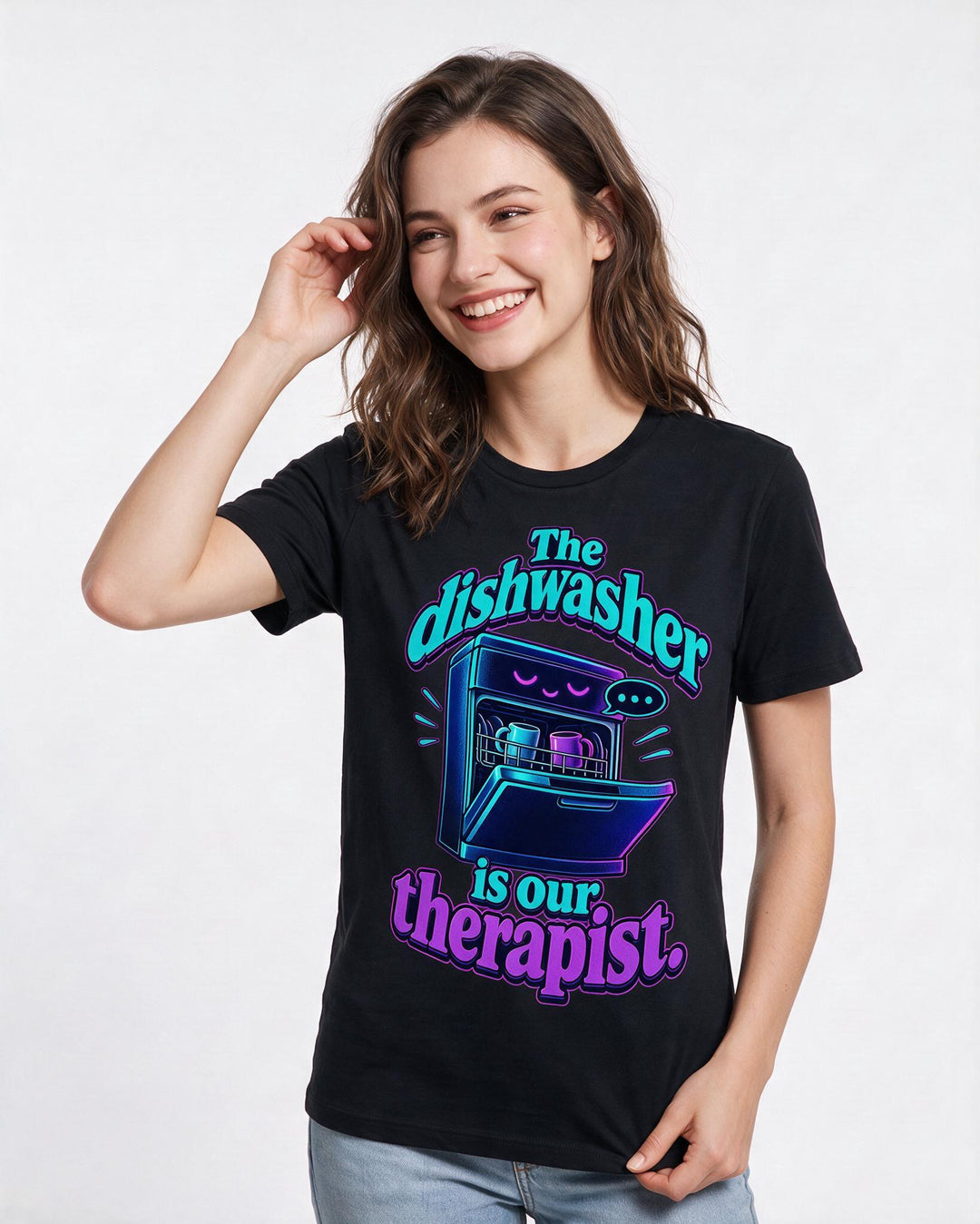 Couples Black T-Shirt for Women – Everyday Expression Graphic Tee product image 1
