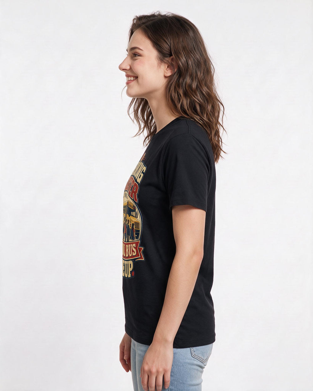 Veteran Women's Black T-Shirt – My morning muster is now a school bus lineup. product image 2