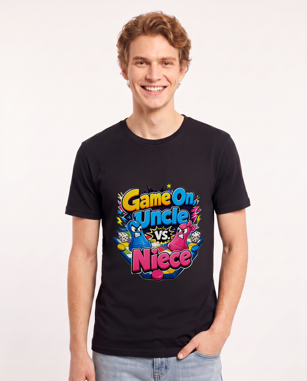 Game On, Uncle vs. Niece Men's Black T-Shirt product image 2