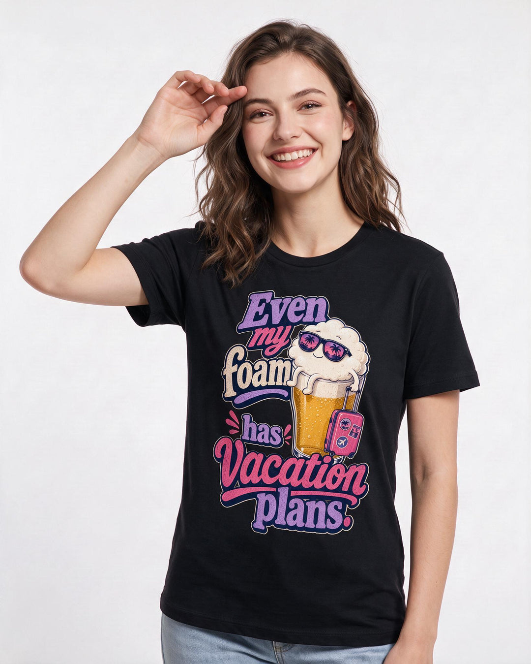 Beer Black T-Shirt for Women – Everyday Expression Graphic Tee product image 1