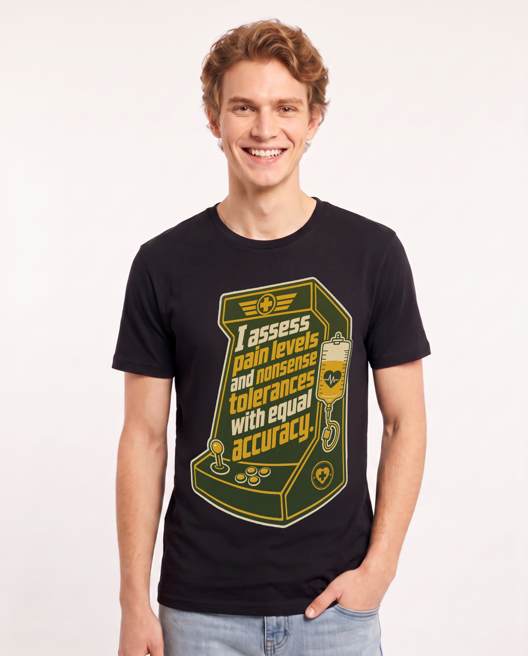 Nurse Gift Men's Black T-Shirt - I assess pain levels and nonsense product image 1