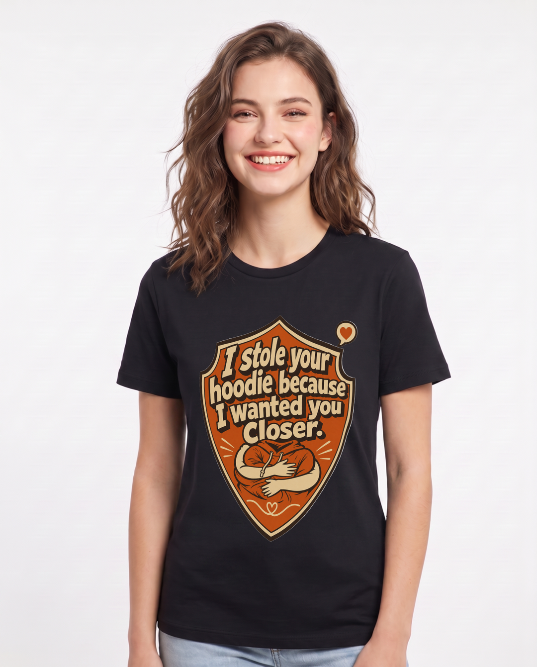Couples Women's Black T-Shirt - I stole your hoodie because I wanted product image 1
