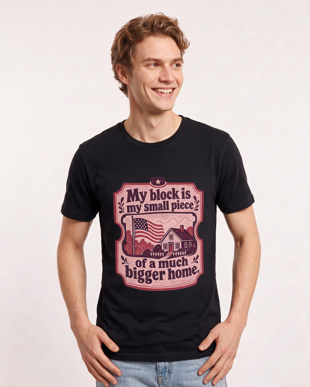 Graphic Men's Black T-Shirt - My block is my small piece of a much product image 3