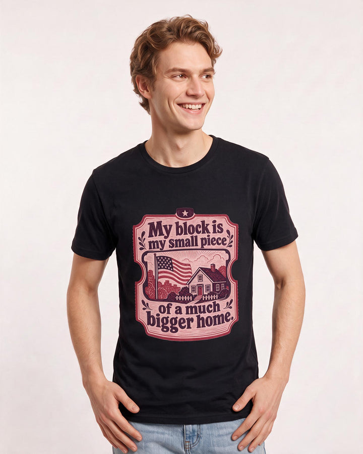 Graphic Men's Black T-Shirt - My block is my small piece of a much product image 3