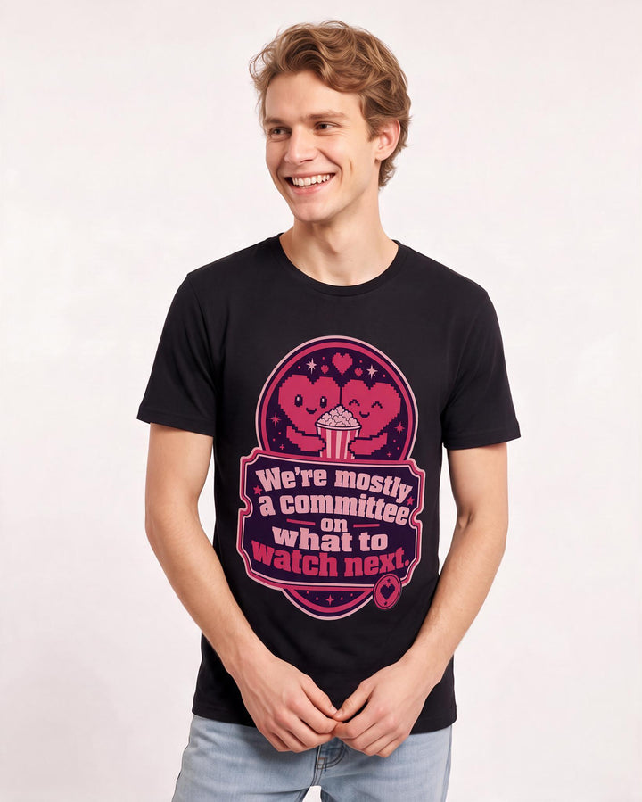 Couples Men's Black T-Shirt - We're mostly a committee on what to product image 3