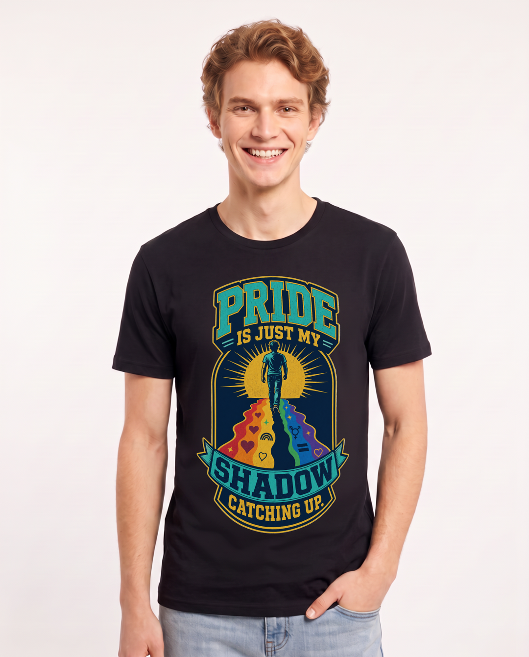 Pride Men's Black T-Shirt – Pride is just my shadow catching up. product image 1